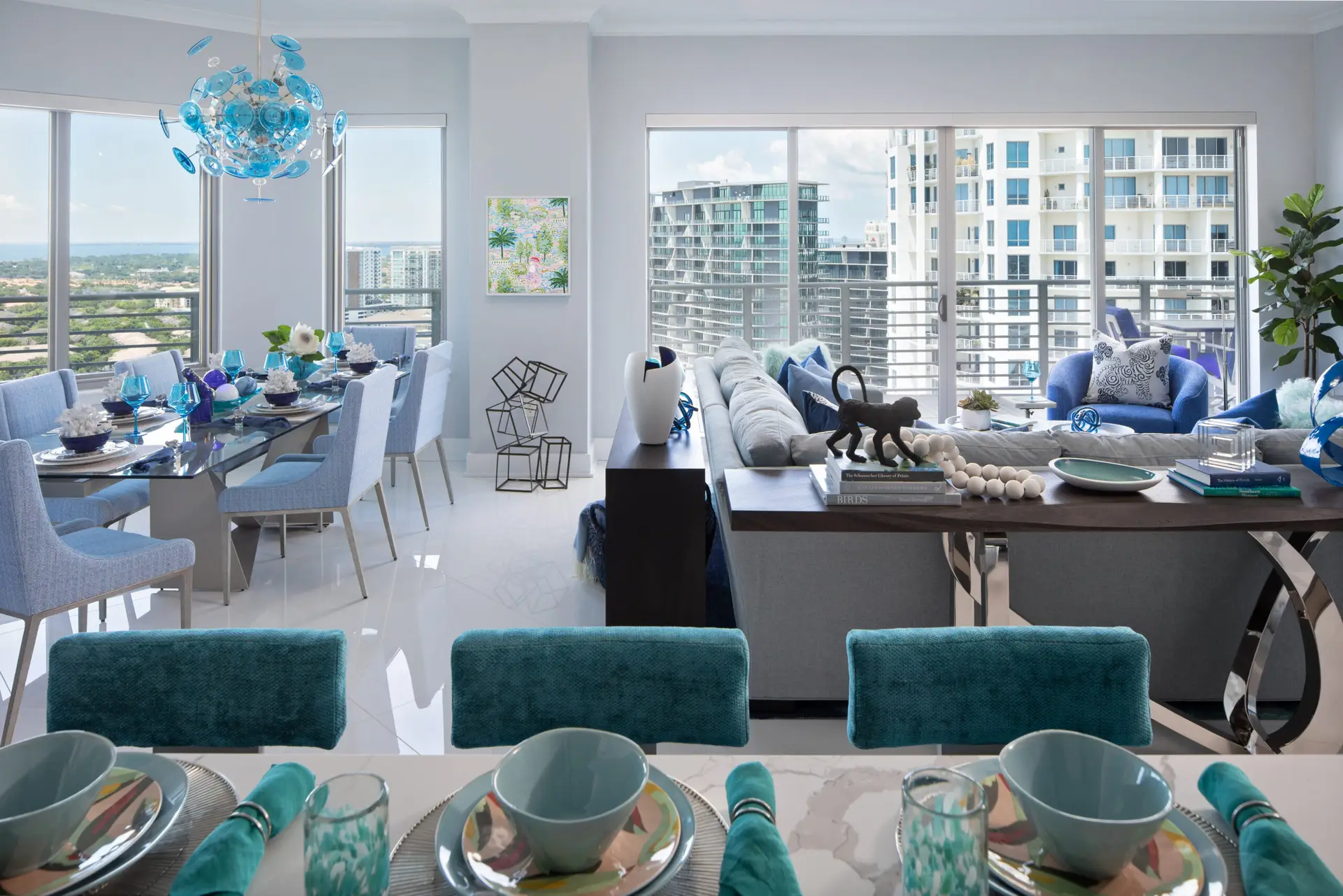 High in the Sky — dining and living area in a Tampa high-rise