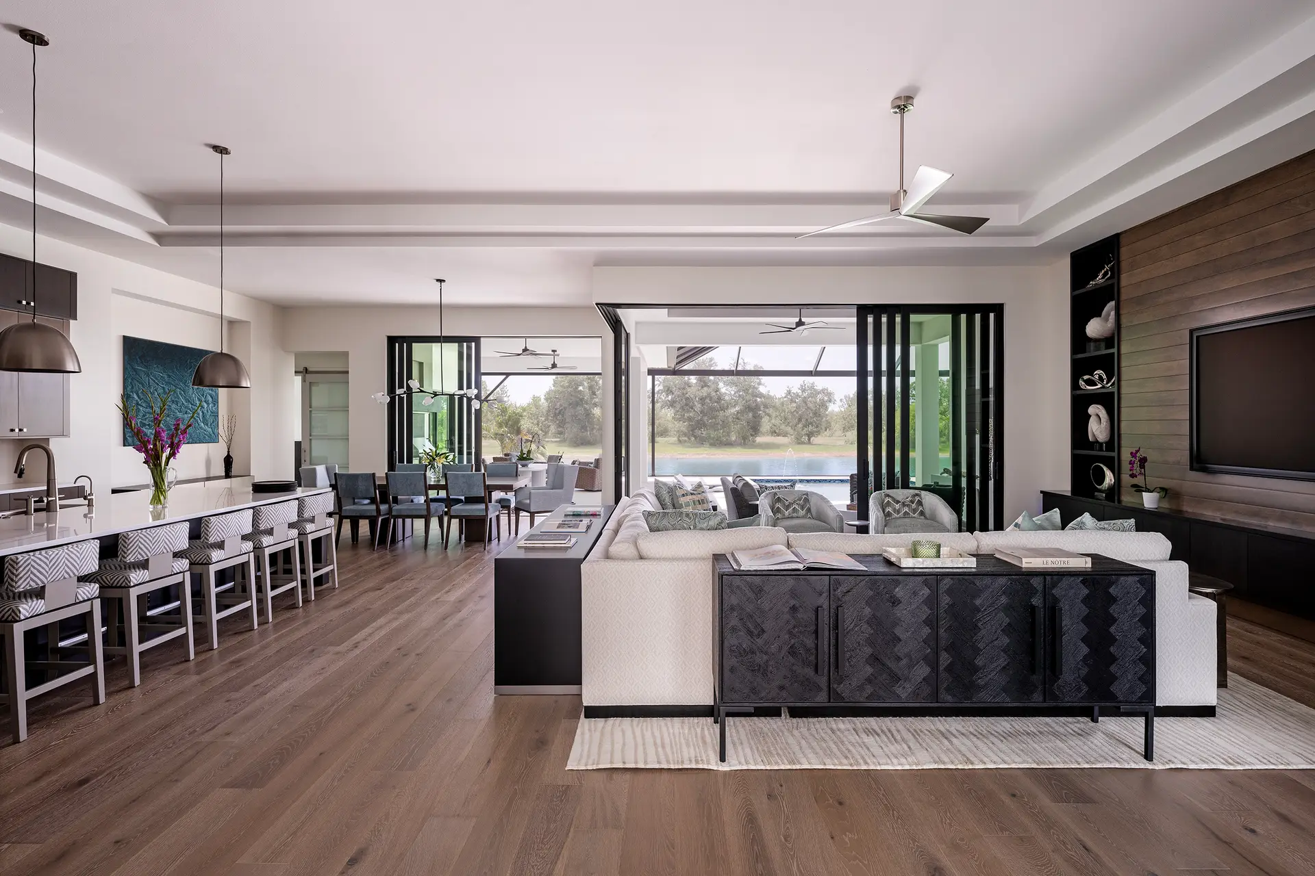 Sarasota Serenity — kitchen and living room area in a Sarasota, Florida residence